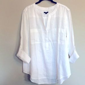 Ann Taylor. White 100% linen tunic. Size large. new with tags